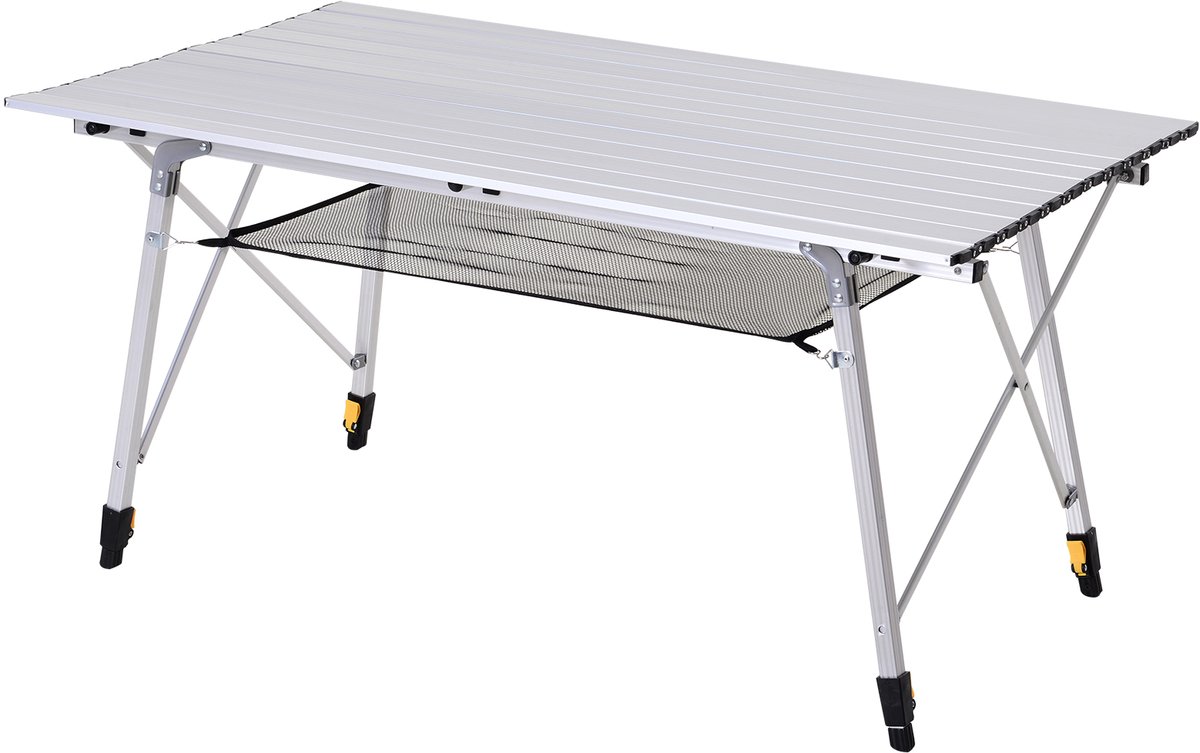 Killogood Picknick vouwtafel - vouwtafel - hoogteverstelbare kampeertafel - incl. draagtas - aluminium - zilver - 120 x 69 x 59-78 cm