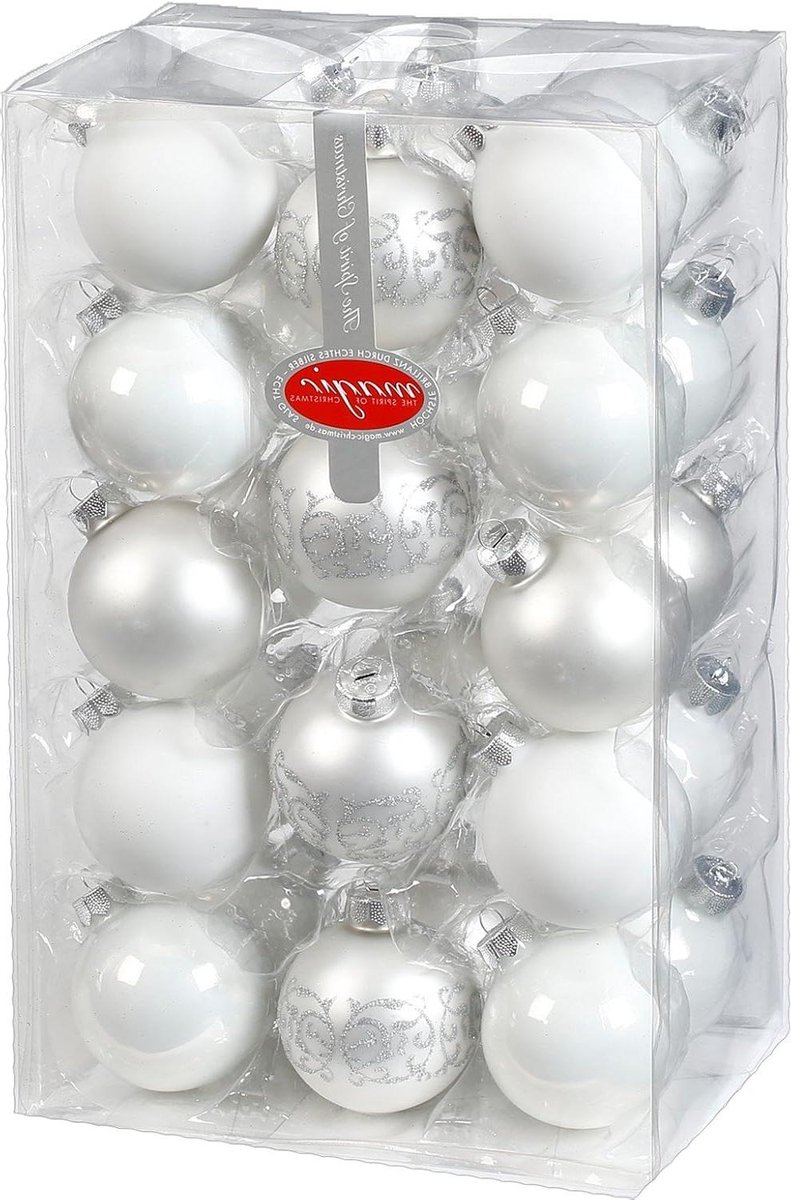 Kerstballen Set - Kerstversiering Ballen - Kerstboom Versieren - Glas Met Verzilvering - 6 cm 28 Stuks - Zilver