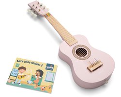 Woet® Houten Speelgoedgitaar met Draagriem - Roze - Speelgoedinstrument - Mijn eerste Gitaar Inclusief Muziekboekje - Speelgitaar voor Kinderen - Vanaf 3 Jaar