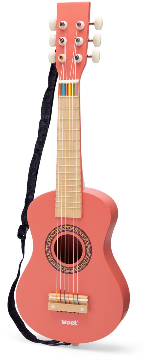 Woet® Houten Speelgoedgitaar met Draagriem - Rood - Speelgoedinstrument - Mijn eerste Gitaar Inclusief Muziekboekje - Speelgitaar voor Kinderen - Vanaf 3 jaar — afbeelding 4