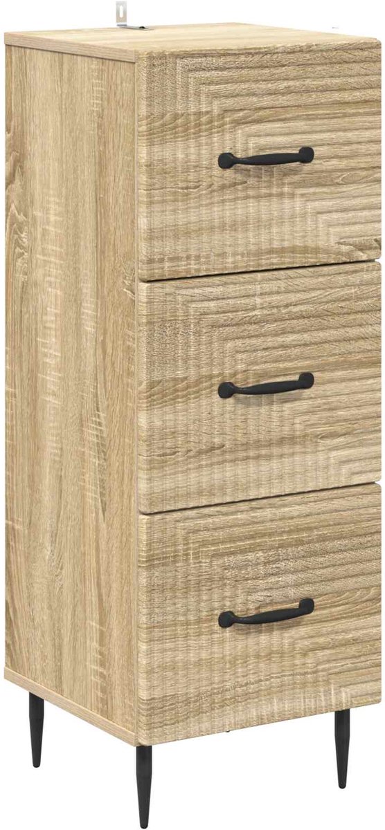 vidaXL Ladekast - Sonoma - Eiken - 33 - x - 34,5 - x - 89,5 - cm - Bewerkt - hout Sonoma eiken