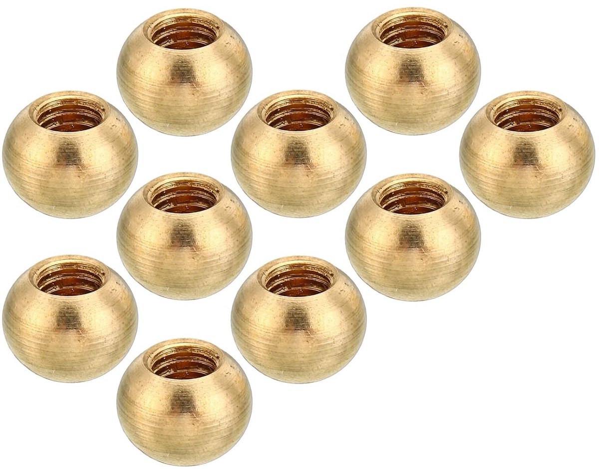 M6 x 1 Schroefdop - Knop - Verpakking van 10 - Messing Bal Lamp Decoratie - Schroefdoppen - Meubelverlichting - Moeren
