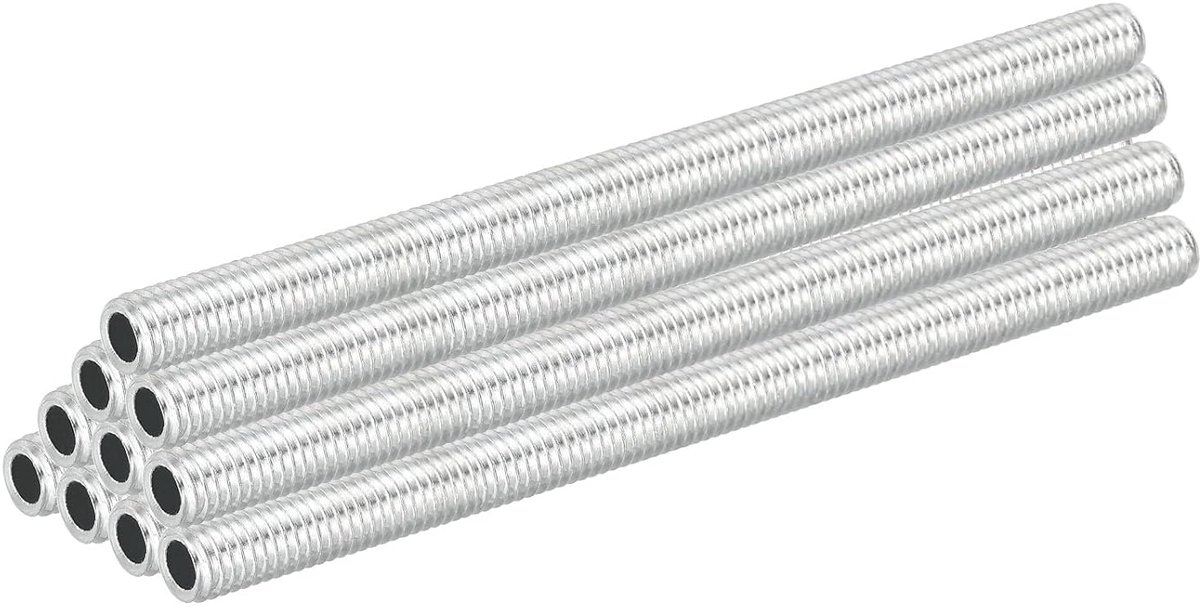 Carbon steel lamp tube met M8 draad - 10 sets van 100 mm draadadapter voor kabelbuizen - plafondverlichting fittingen - wit verzinkt