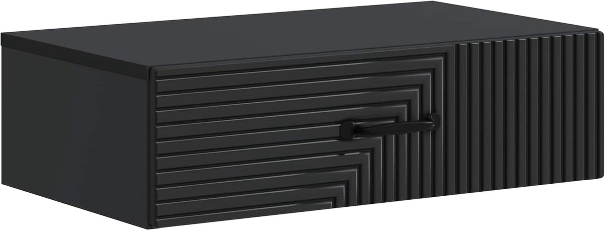 vidaXL Wandgemonteerde - Zijtafel - 59 - x - 34,5 - x - 17 - cm - Bewerkt - hout - Zwart