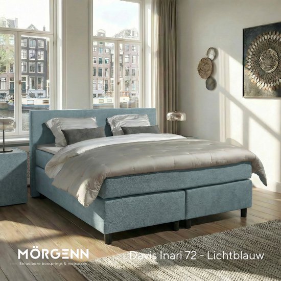 Anno 1588 - Boxspring Amsterdam - Pocketvering - IJsblauw - €875,00