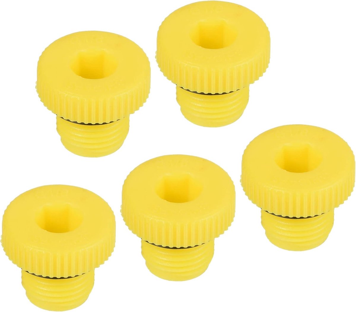 Hold Plugs G1/8 - 5 Pack PP Plastic Male Threaded Hex Socket Sealing Screw End Cap - Geel