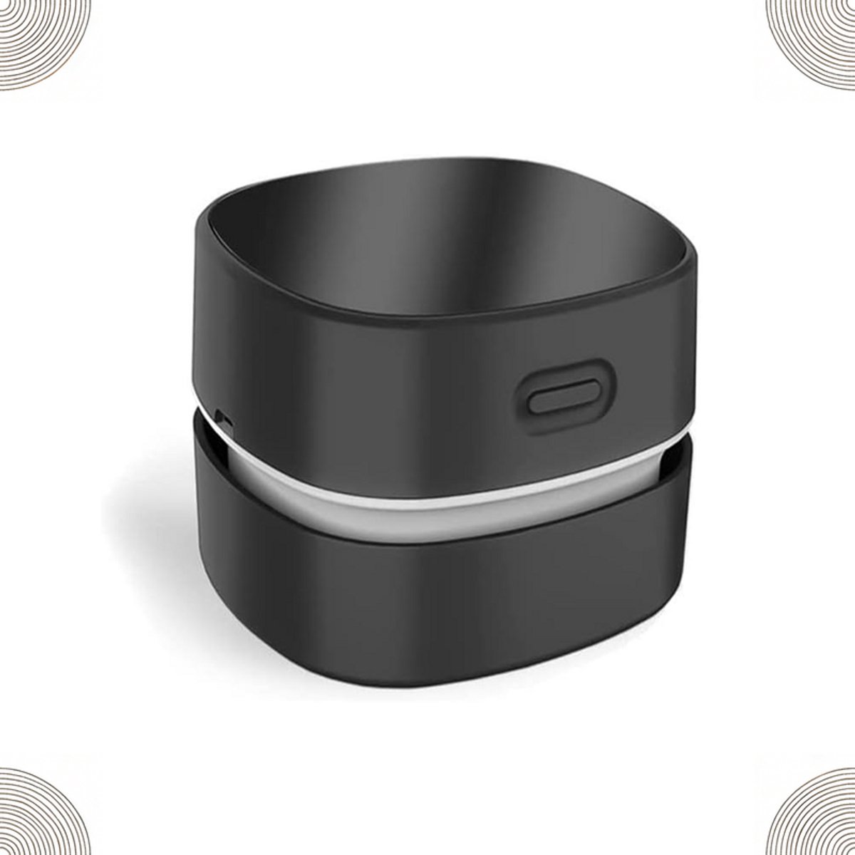 KZQ Bureaustofzuiger, mini-bureaustofzuiger, energiezuinig, tot 300 minuten batterijduur, draadloos ontwerp, 360° draaibaar, geschikt voor het reinigen van haar, stof en computertoetsenborden (zwart, USB-oplaadbaar).