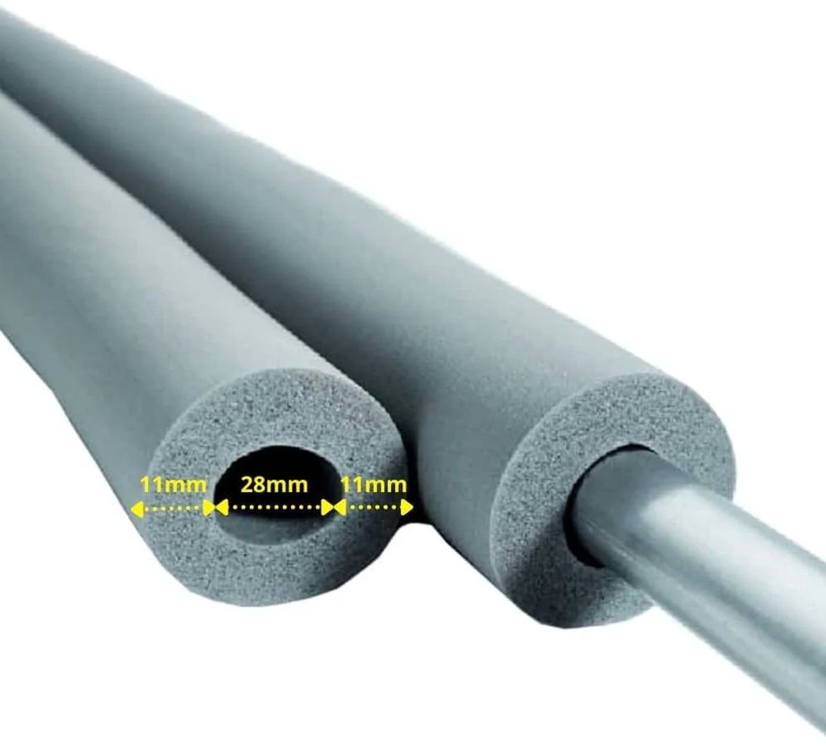 Kautschuk Rohrisolering 28mm - 10mm dik, 2m lange flexibele pijpisolatie van synthetisch rubber voor efficiënte warmtebehoud en energiebesparing met eenvoudige installatie