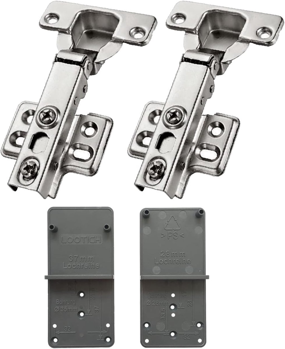 105° Fixed-On Covering 35mm Soft Close Hordeur Hengen met Hydraulische Demper voor Keuken Kasten - Automatische Hinge Geïntegreerde Demping - Verpakking van 2 stuks