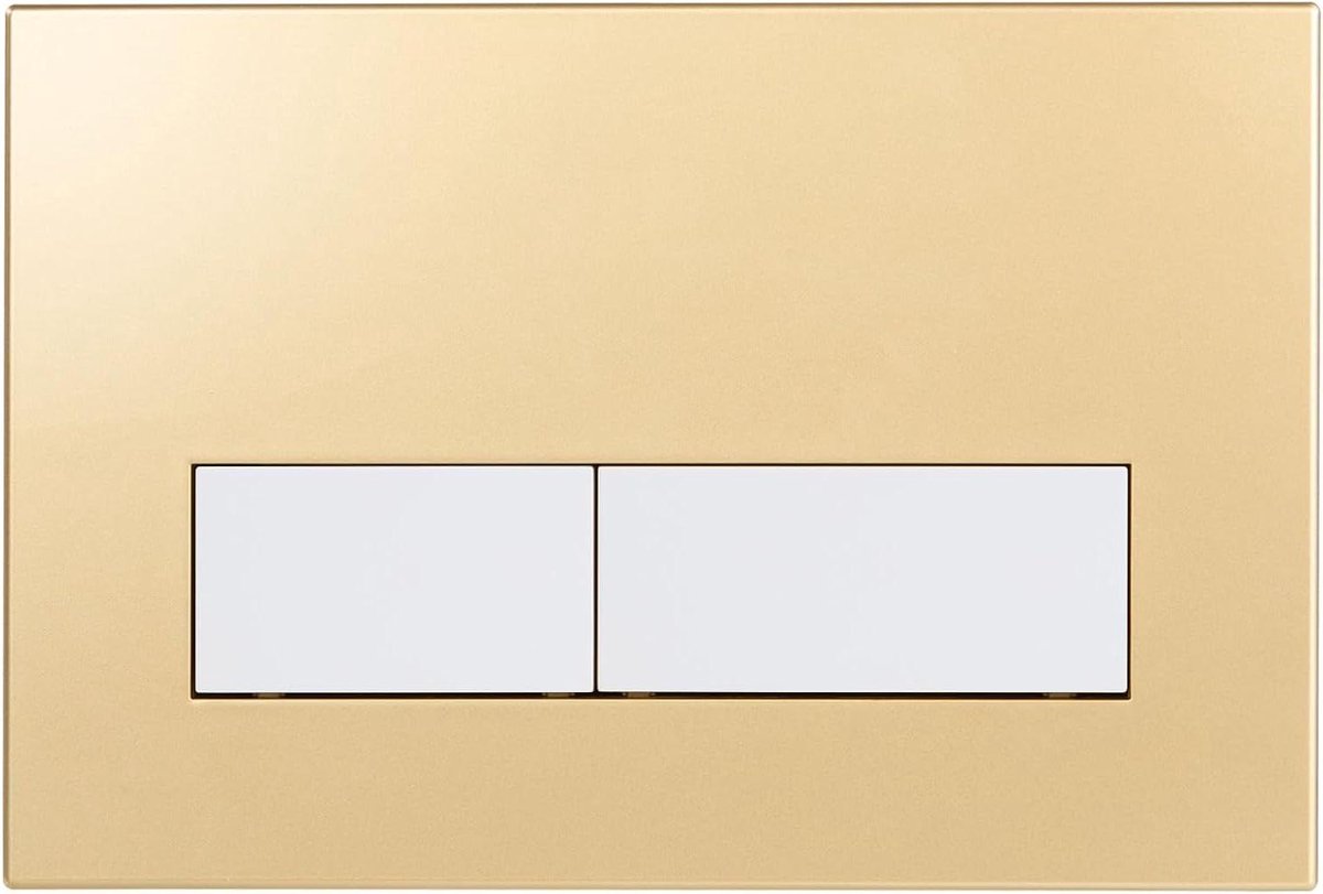 WC Bedieningsplaat - Spoelplaat Dubbele Spoeling - Toilet Onderhoud - Hoge Compatibiliteit - 16.4 x 24.6 cm - Mat Goud Wit