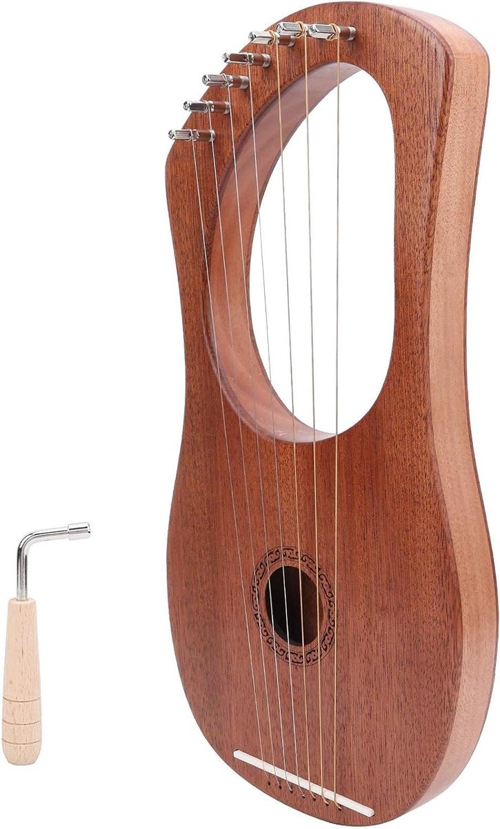 Lierharp - Kleine harp - Muziek maken - Mahoniehout constructie - 34x17.3 cm - Houtkleur