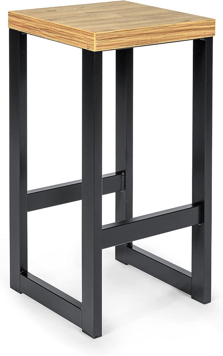 Barkruk Bistro Kruk - Industriële Kruk - Aan Bar Zitten - Volledig Gemonteerd - 60 cm - Eiken