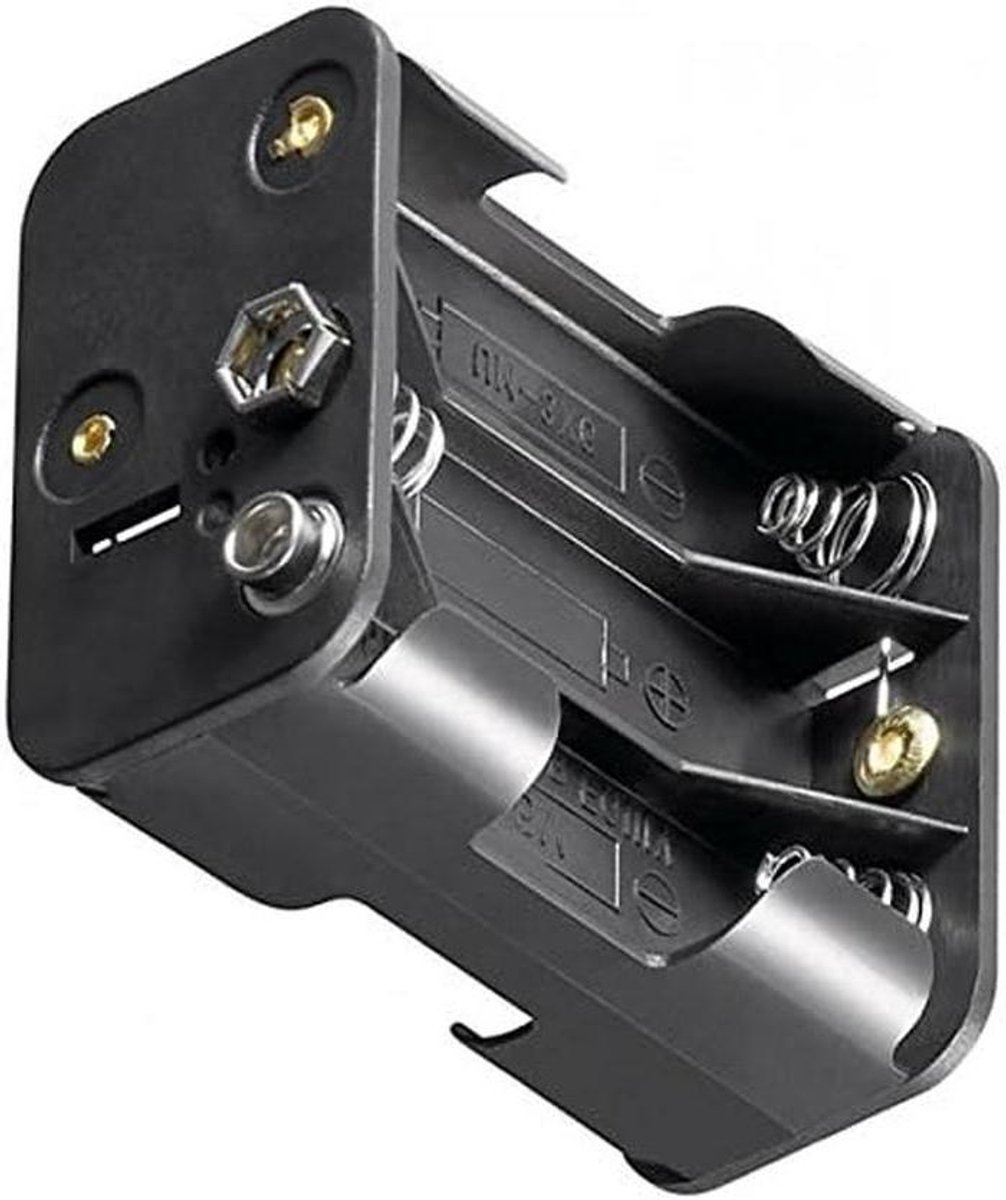 Batterijhouder Mignon AA - Batterij Opslag - Batterijen Organiseren - Kortsluiting Beveiliging - 6 Stuks - Zwart