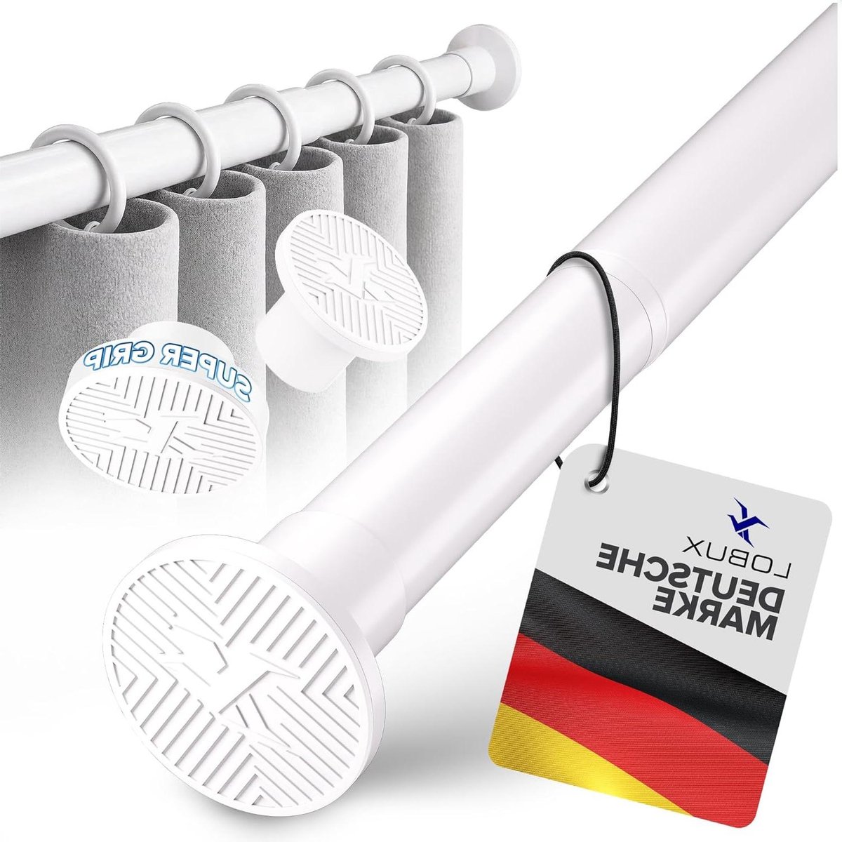 Telescoopstang - Uitschuifbare stok - Schoonmaken op hoogte - Spanningsmontage - 50-80 cm - Wit