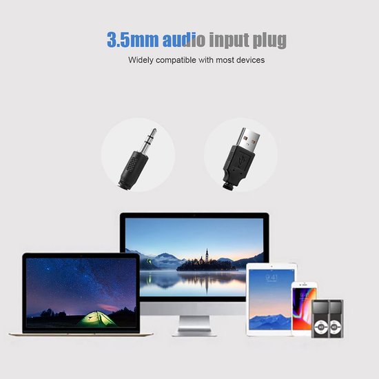 VT Goods - PC Soundbar-luidsprekers - Gaming-luidsprekers - Surround-stereo geluid - Wit - Muziekspeler - Voor pc en mobiele telefoons van Merkloos — afbeelding 2