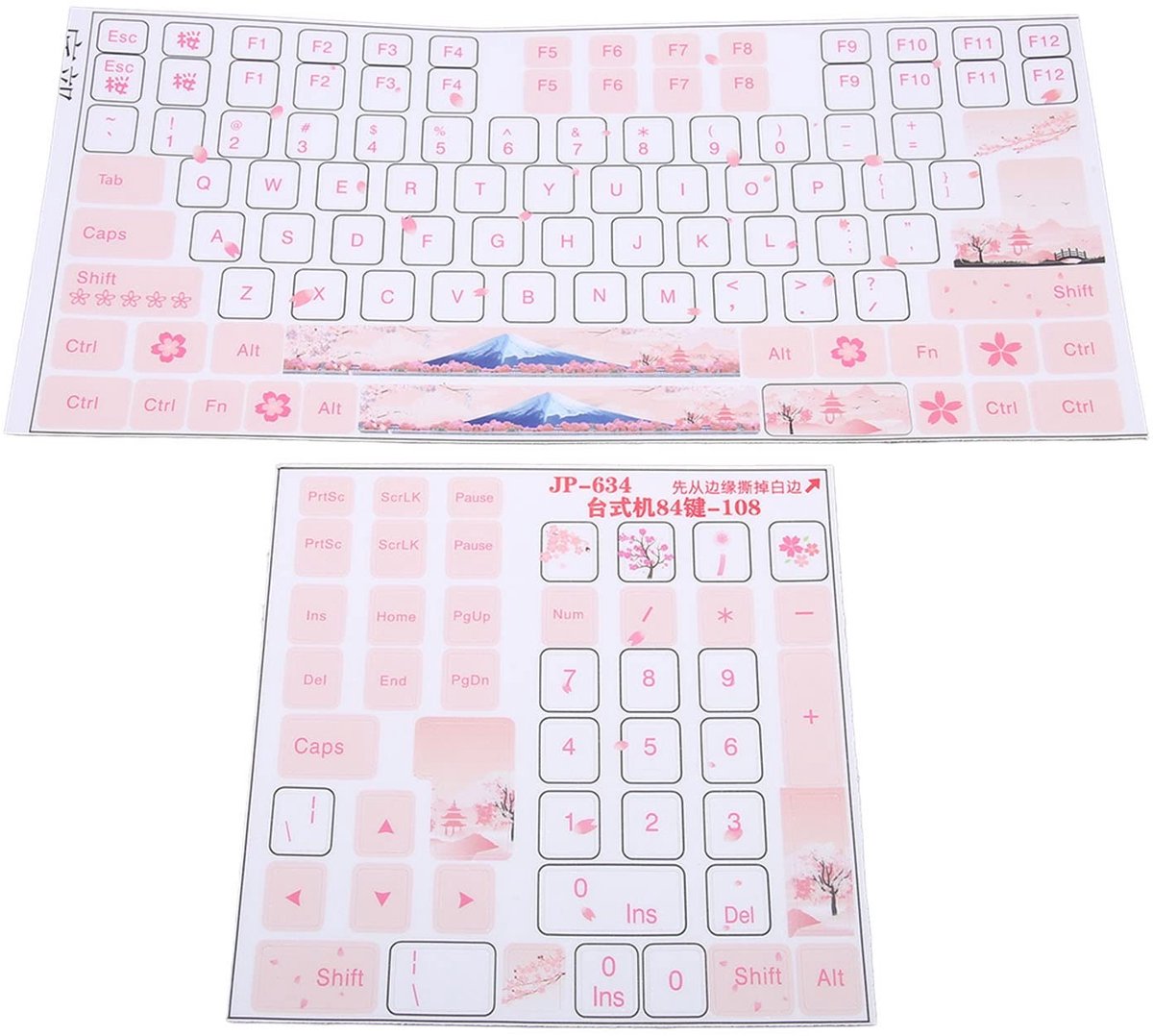 Store_7 - Toetsenbordstickers - Universele Engelse Toetsenbordstickers - Slijtvast en krasbestendig - Roze achtergrond - Computertoetsenbordsticker...