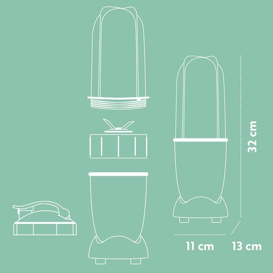 GOURMETmaxx Mr. Magic Mixer 4-delig - 400 W, kruisvormig mes, beker van 500 ml & meeneemdeksel - Voor shakes, dipsauzen en sauzen - Gemakkelijk schoon te maken - Antraciet/zwart van Merkloos — afbeelding 4