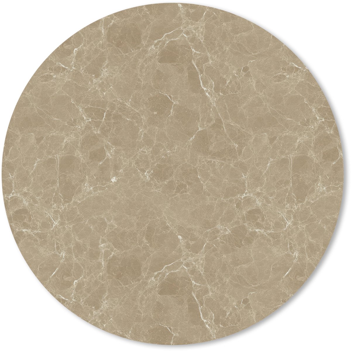 Muismat rond 30x30 cm - Mousepad Beige - Marmer print - Witte aders - Ronde muismatten