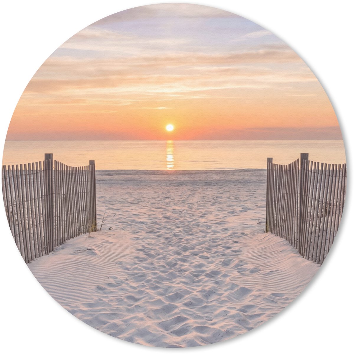 Muismat rond 40x40 cm - Mousepad Zonsondergang - Strand - Zand - Ronde muismatten
