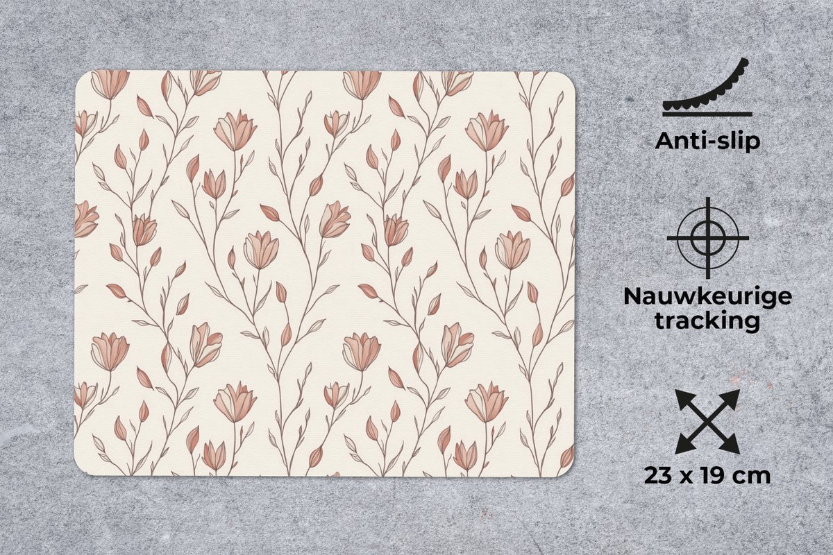 Muismat 12x10 cm - Mousepad Patroon - Klassiek - Roze - Muismatten