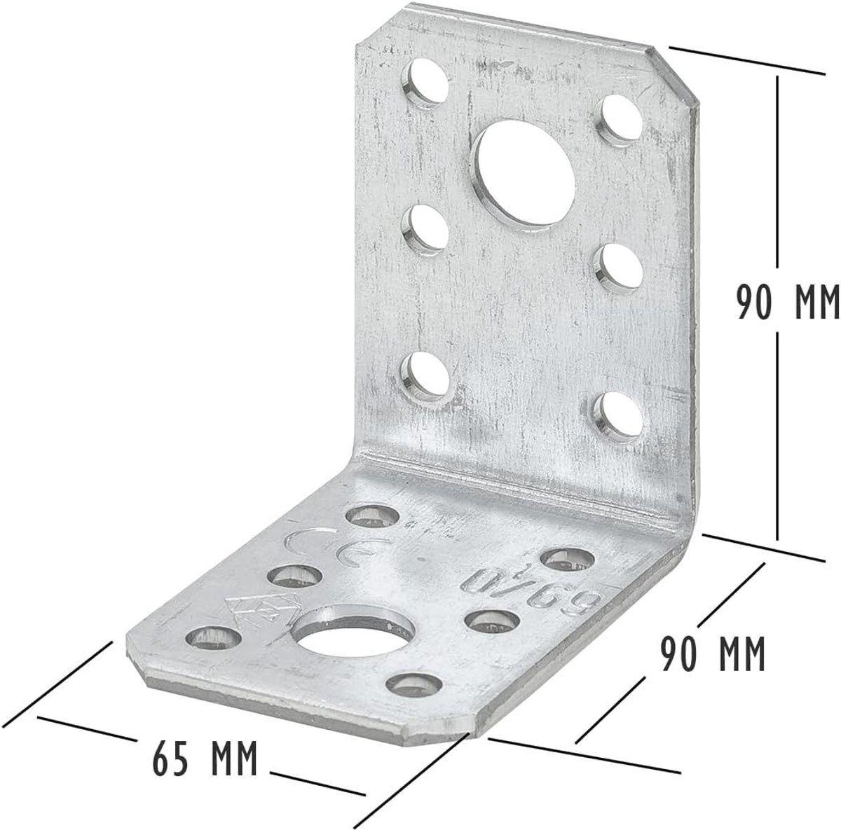 100 x Siwitec hoekbeugels van Sendzimir-verzinkt staal, 90 x 90 x 65 mm, weerbestendige houtverbinders, stalen hoekprofielen, hoekbeugels, 90-graden hoeken, constructiehoeken