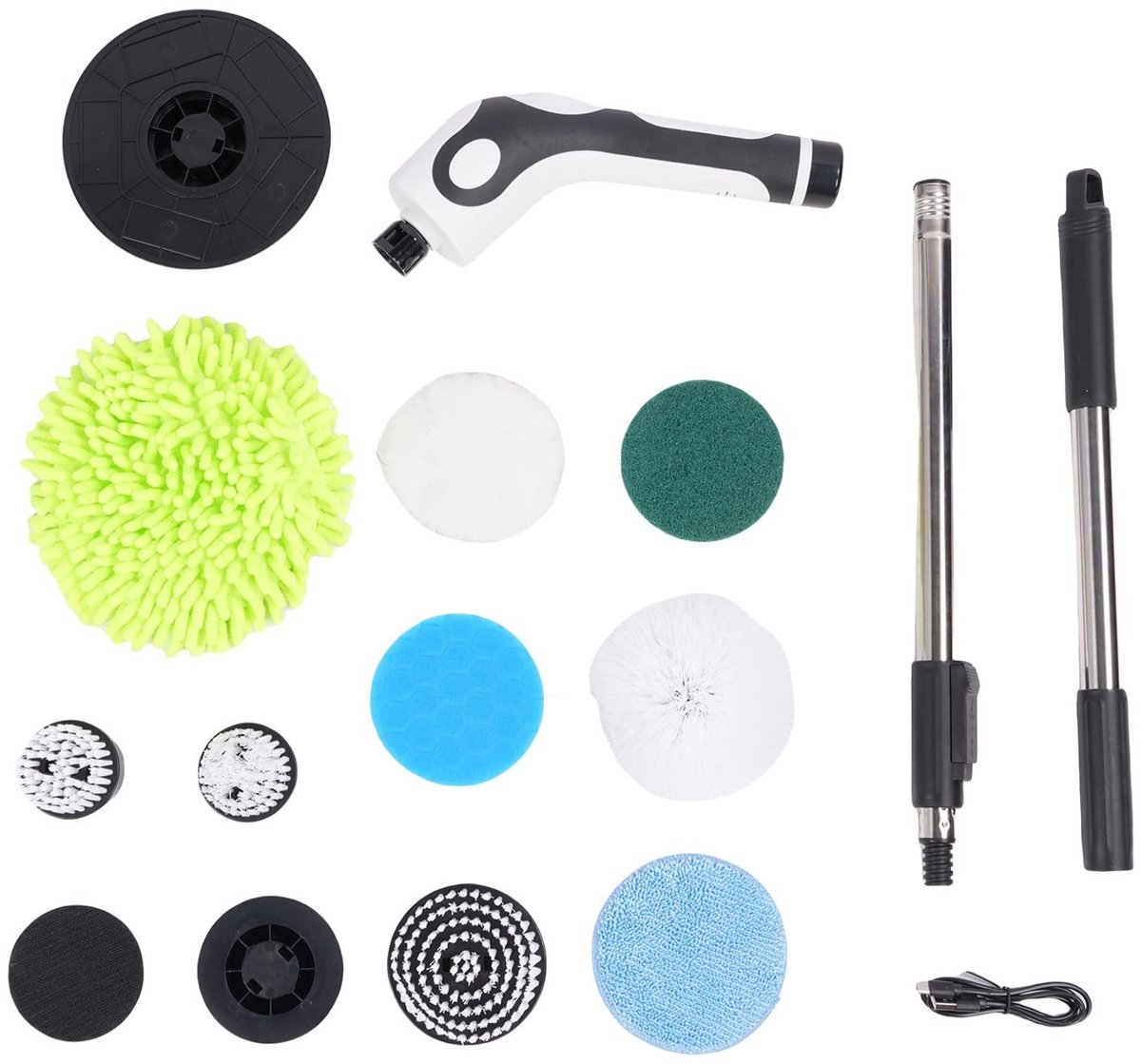 Allecto - Electric Cleaning Brush met 9 Opzetstukken en Telescopische Steel