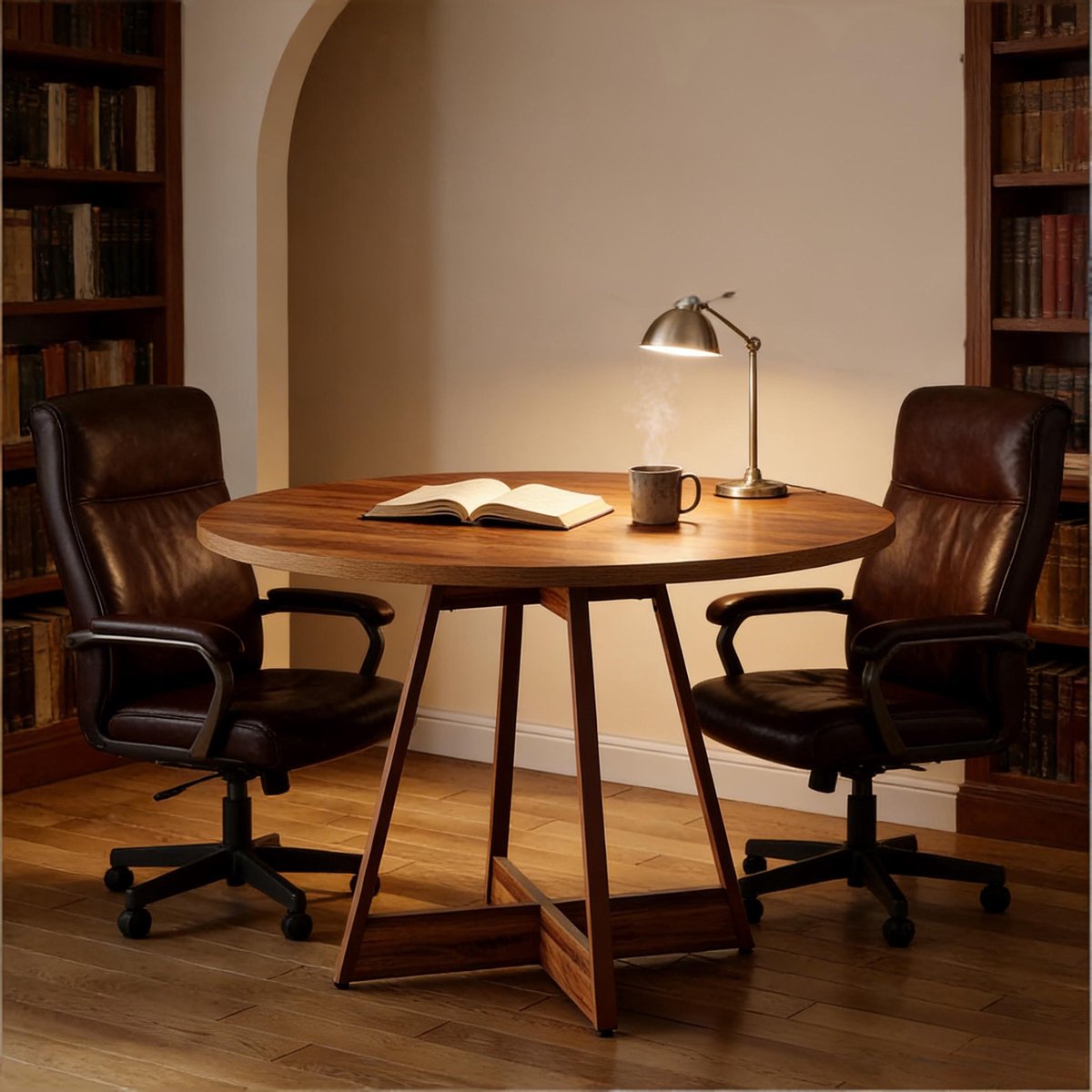 Wishdor Ronde eettafel 100 cm - Compact ontbijt- en bistrotafel voor 2-4 personen - MDF - Landelijke stijl - Voor keuken, eetkamer en werkruimte