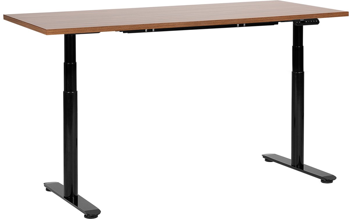 Beliani DESTINAS - Elektrisch bureau - Donkerhout/Zwart - 160 cm - MDF Bruin