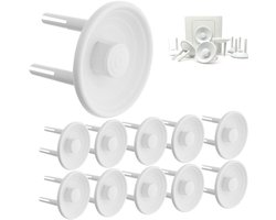 10-stuks Stopcontactbeschermer - Babystopcontactbeschermer - beschermkap voor stopcontact - Bescherm kinderen - Bescherming tegen elektrische schokken - Stofwerend - Europese norm - 3,7*3,7*2,2 cm - Geschikt voor scholen, huizen, enz. - Wit