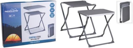 Redcliffs Campingkrukje / tafel - opvouwbaar - metaal - 47 x 37 x 47 cm - incl tafelblad - stoel/kruk van Merkloos — afbeelding 3