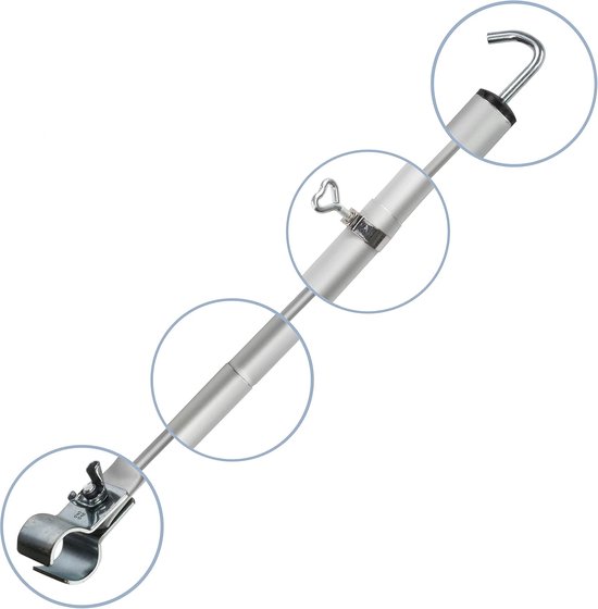 Aluminium Tentstok - Telescoopstang Voortent - Kamperen Buiten - Verstelbaar 3 Delen - 210-290 cm - Zilver van Merkloos	 — afbeelding 4