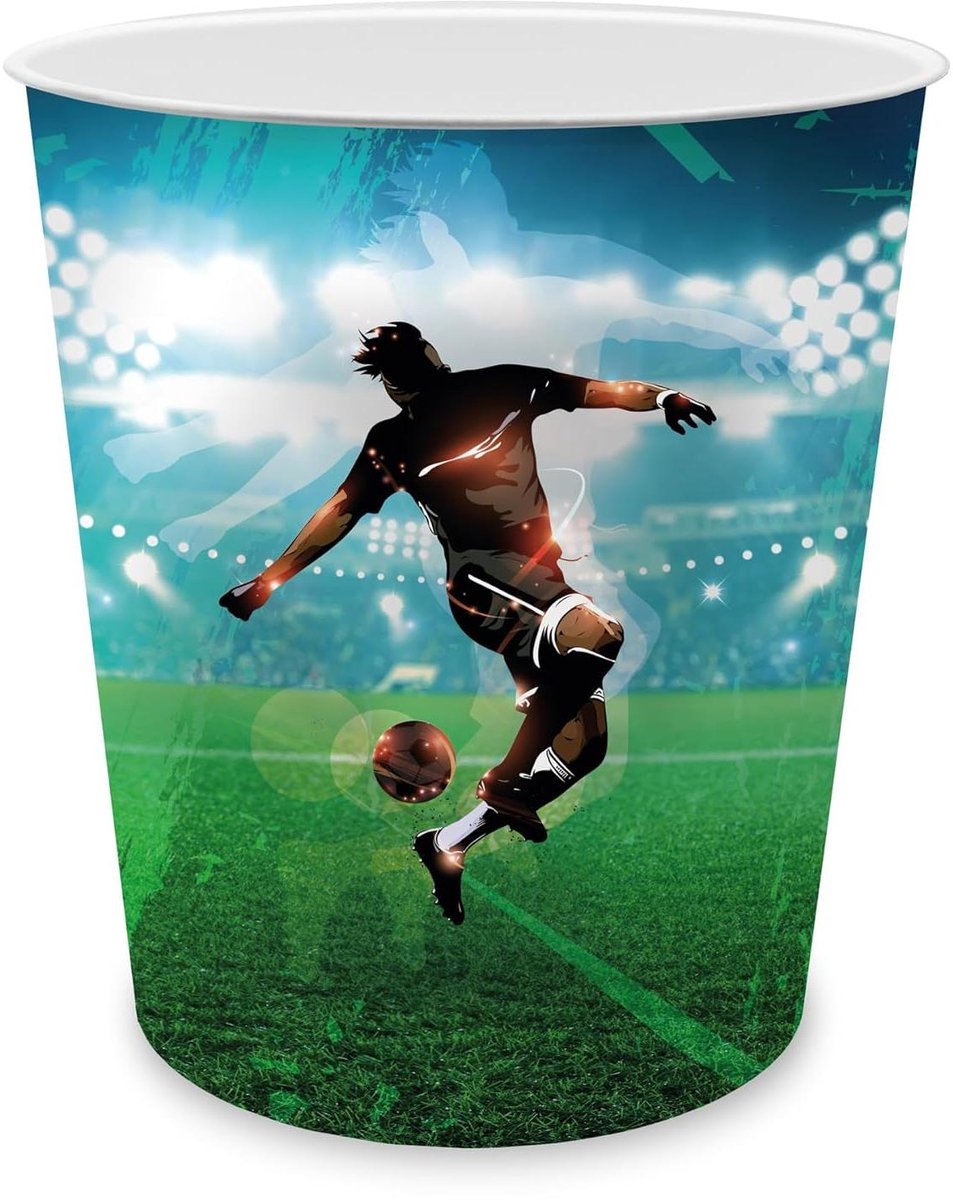 Kinder Prullenbak - Afvalbak Kinderkamer - Opruimen - Stevig Plastic - 11 Liter - Voetbal Motief