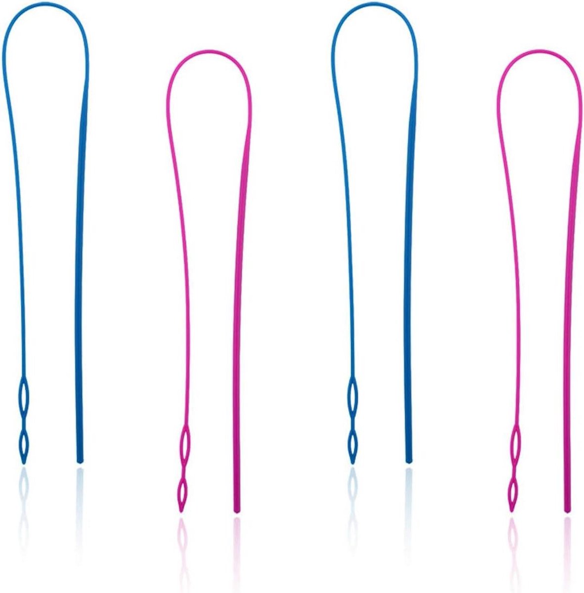 Trekkoord Threader Set - Flexibele Naald - Kleding Reparatie - Eenvoudige Inrijging - 58 cm Lengte - Rood en Blauw