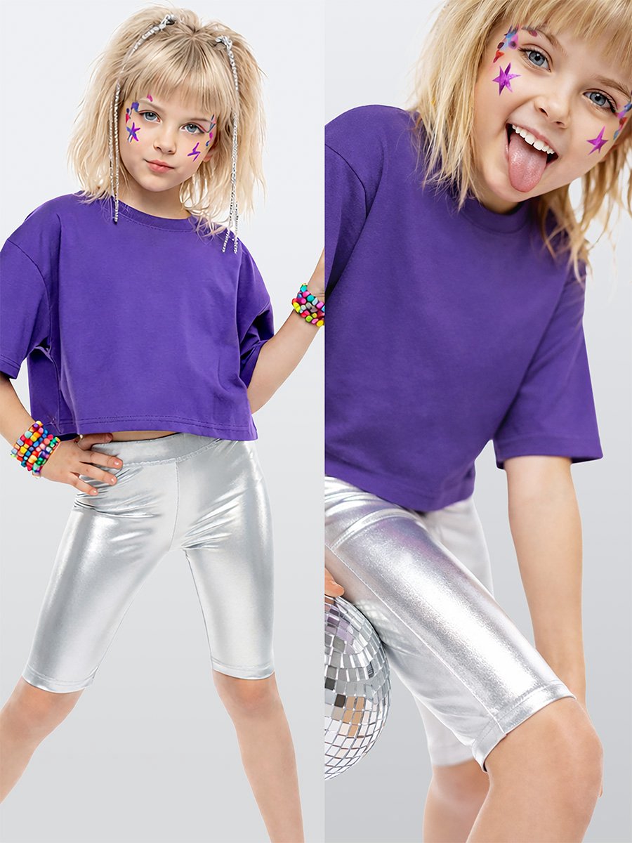 Denokids CFF-26Y1-155 Zilvergrijze Meisjes Legging Met Folie-Effect Boven de Knie 122