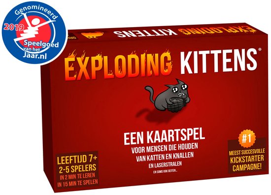 Exploding Kittens Originele Editie - Kaartspel vol spanning en humor - 2 tot 5 spelers - Vanaf 7 jaar