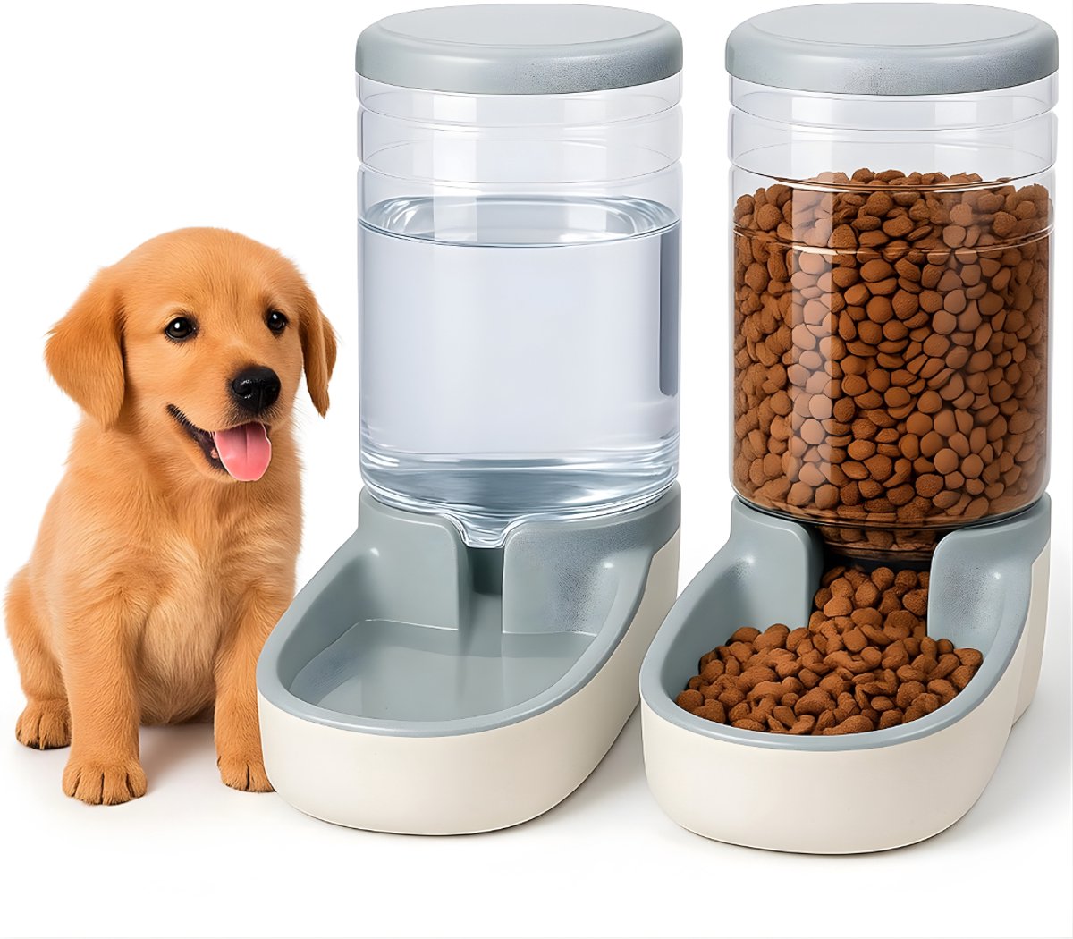 DnA® Drinkfontein Kat - Automatische Voerbak Kat - Voerautomaat Kat - Grijs - 31cm x 17cm x 32cm