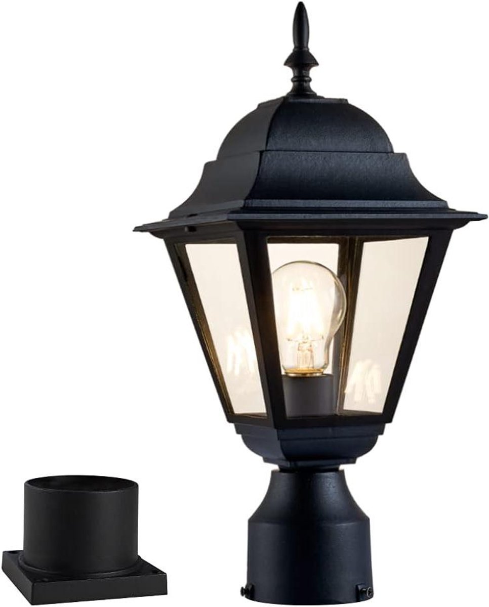 Buitenlantaarn - Lantaarn tuin - Sfeerverlichting buiten - Inclusief montagebasis - 41.9 cm hoog - Matzwart