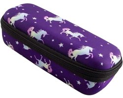 Beschermhoes Edurino Accessoires - Opbergtas Etui - Transport Opslag - Schokbestendig EVA Materiaal - Compact Lichtgewicht - Paars Eenhoornpatroon