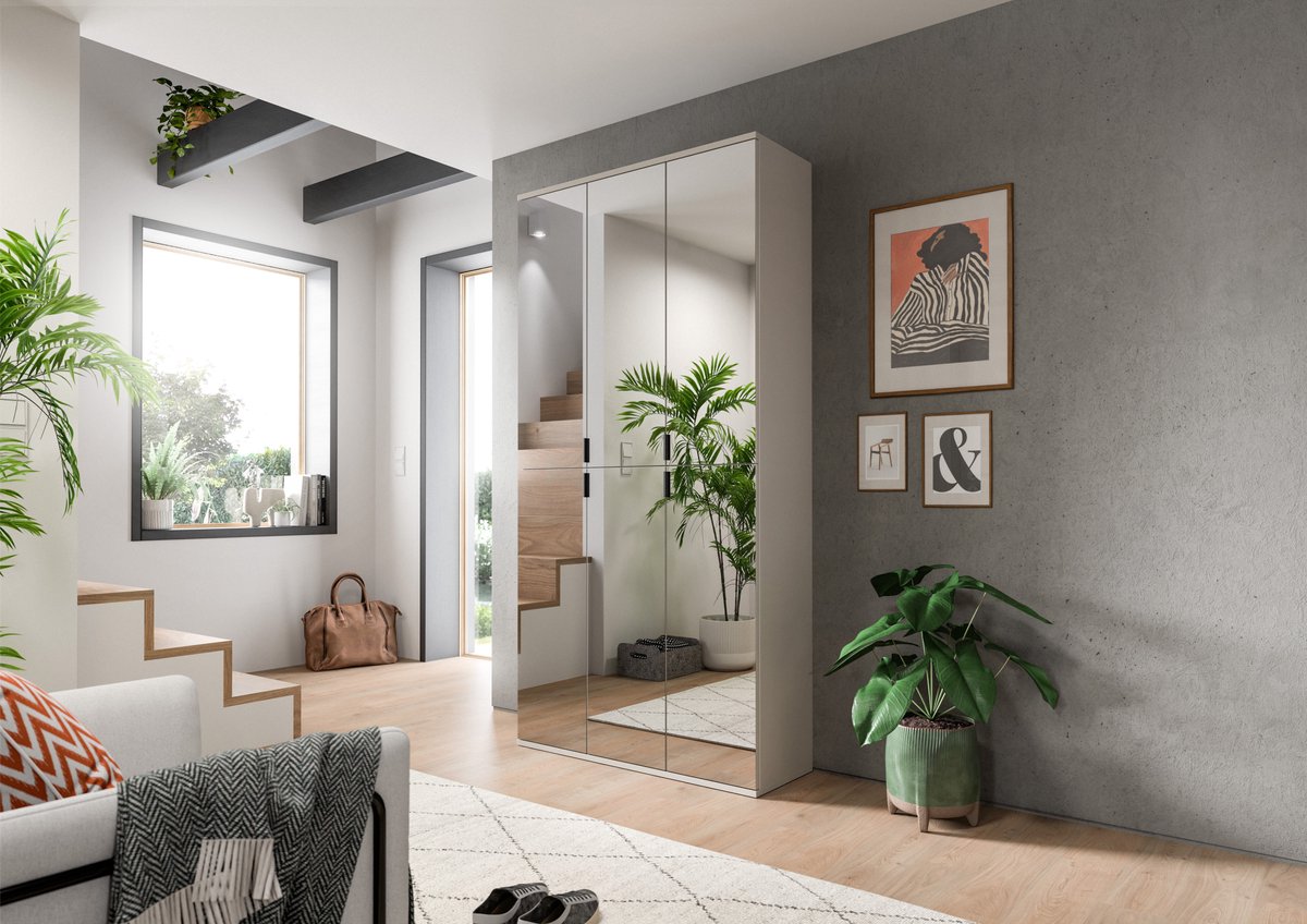 Smal Spiegelkast Kasjmier - Moderne Opbergkast voor Hal of Slaapkamer - 193 cm Hoog