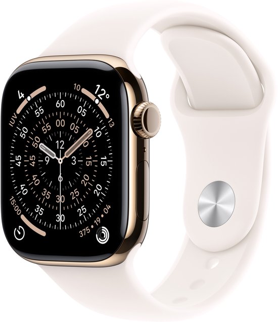 Apple Watch 11 - Wifi + 5G - 46mm - Gold Titanium Case with Light Blush Sport Band - S/M