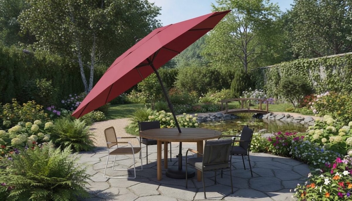 Parasol Gartenschirm Depauwonen Ø273 cm – Kippbarer Sonnenschirm mit Kurbel für Terrasse, Garten & Balkon – Windbeständig, UV-Schutz UPF 50+, Wasserabweisend, 18 Fiberglasstreben, Einfacher Aufbau,...