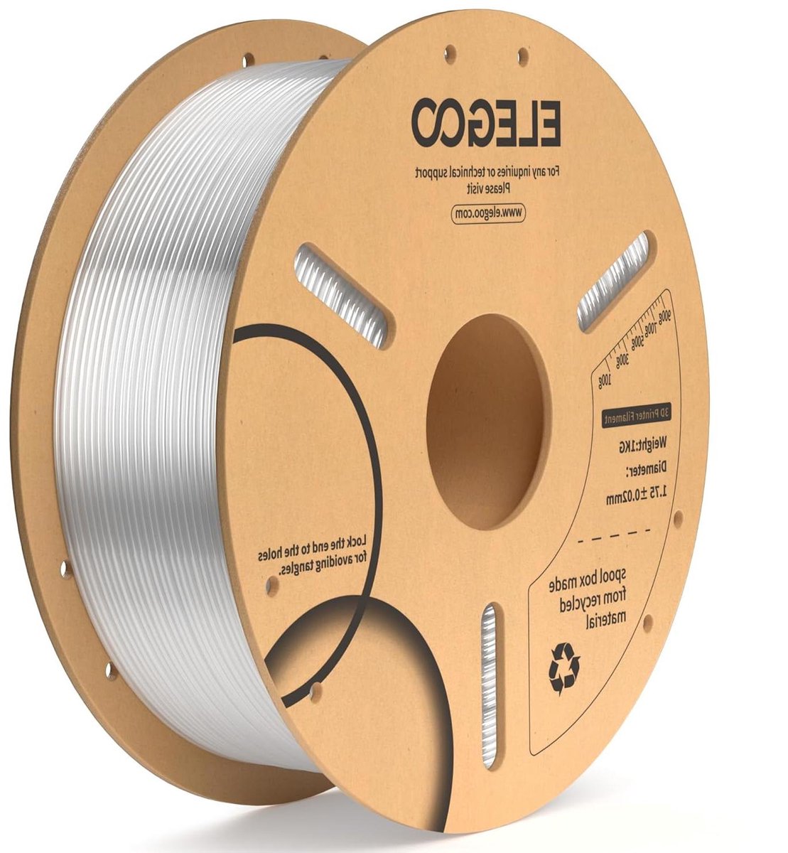 3D Printer Filament - PLA Draad - Modelleren en Printen - Hoge Nauwkeurigheid +/- 0.02mm - 1.75mm 1kg - Helder