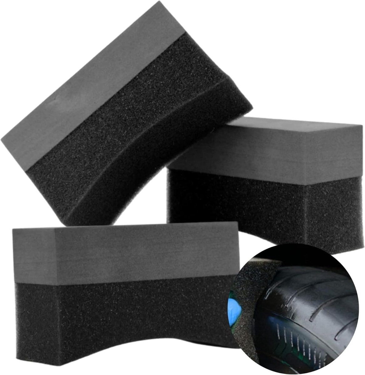 Bandendressing Applicator - Banden Spons - Auto Poetsen - Halvemaanvormig Ontwerp - 3 Stuks - Grijs