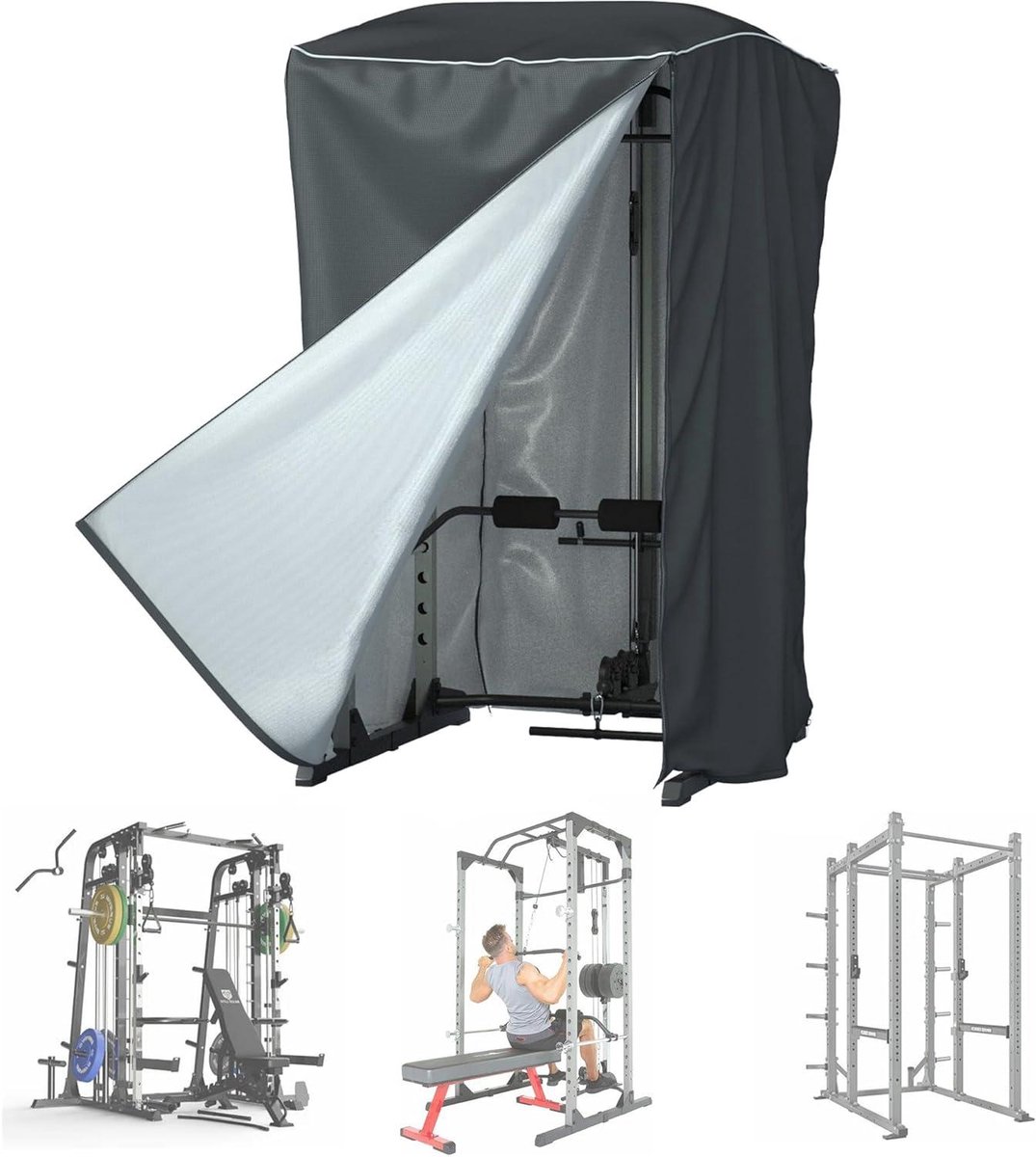 Fitnesskooi Hoes - Krachtstation Bescherming - Binnen en buiten - Waterdichte Oxford stof - Tot 210 cm hoogte - Zwart