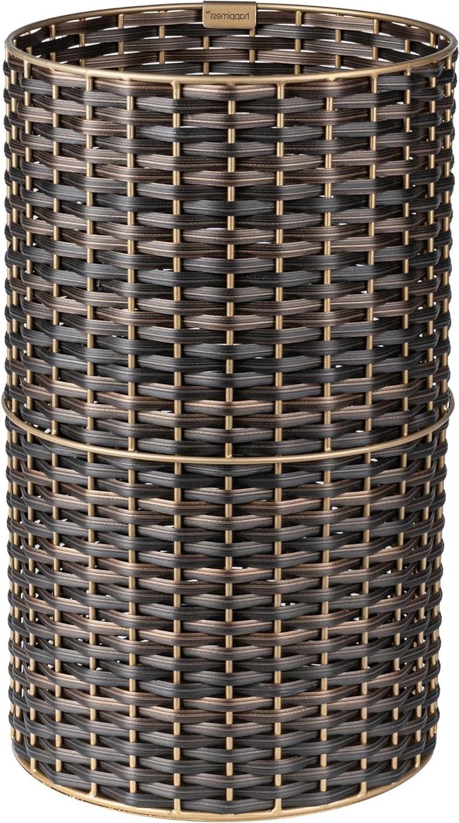 Prullenbak - Afvalbak - Opbergen - Tweekleurig Geweven Patroon - 4.13 Gallon - Brons/Goud