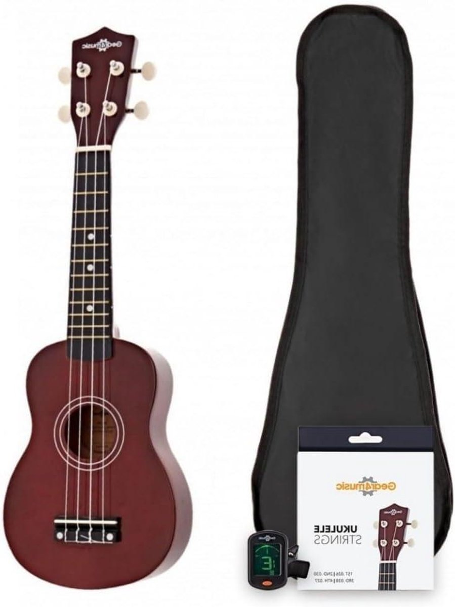 Sopraan Ukulele - Ukelele - Muziek Leren - Inclusief Stemapparaat en Tas - Standaard Formaat
