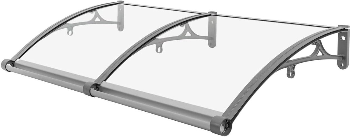 Regendak Deur - Buitendeur Overkapping - Entree Beschermen - Versterkte Aluminium Frame - 120 x 60 cm - Zilver