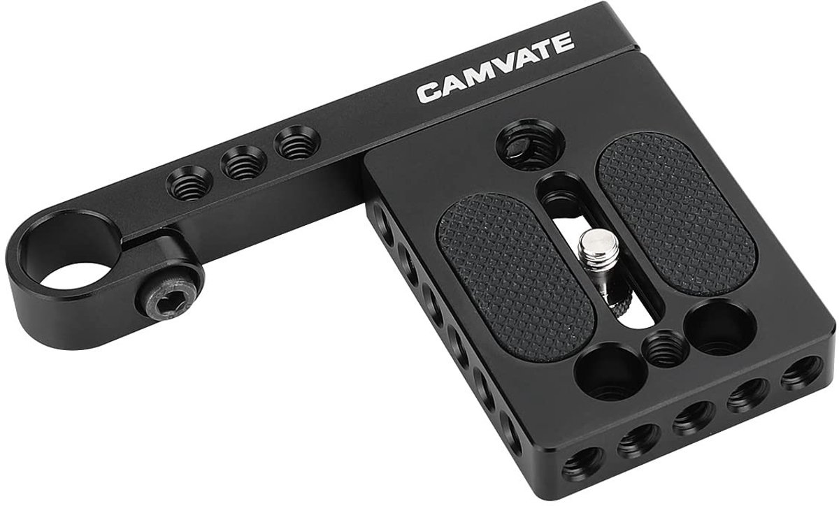 CAMVATE Universele Camera Basisplaat met 1/4"-20 Schroef en 15mm Enkel Stang Houder - Aluminium Cross Bar