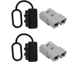 Joyan Batterijaansluiting, 600 V stekker, 50 A kabel laadstekker, Quick Connect batterijconnector, geschikt voor caravans, campers, aanhangers, schepen, zonne-uitrusting, grijs