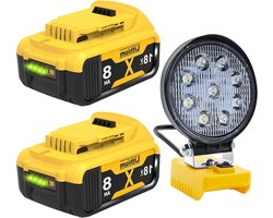 2 stuks 6000 mAh DCB182 reserveaccu voor Dewalt 18V accu, vervanging voor Dewalt accu's DCB200 DCB184 DCB101 DCB107 DCB112 DCB105 DCB115 DCB203 (2 × accu-wandhouder)